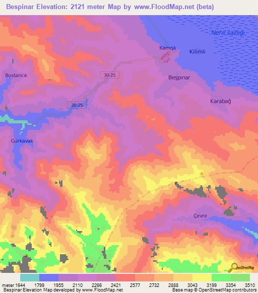 Bespinar,Turkey Elevation Map