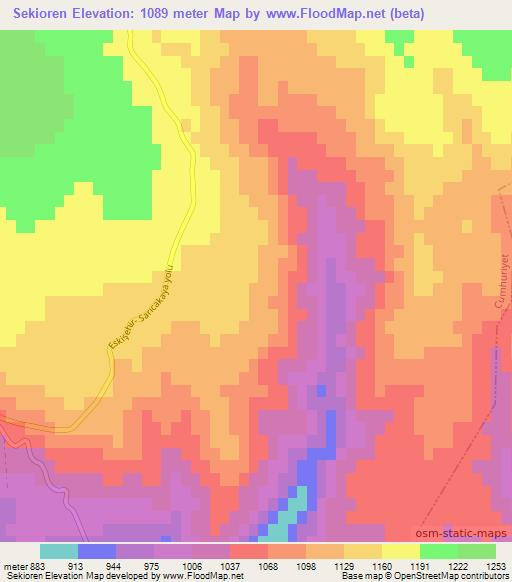 Sekioren,Turkey Elevation Map