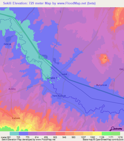 Sekili,Turkey Elevation Map