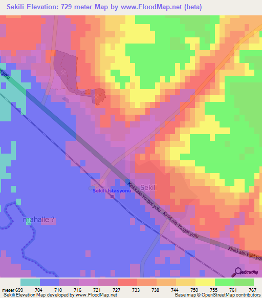 Sekili,Turkey Elevation Map