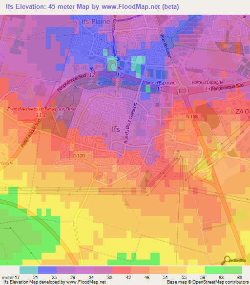 Ifs,France Elevation Map