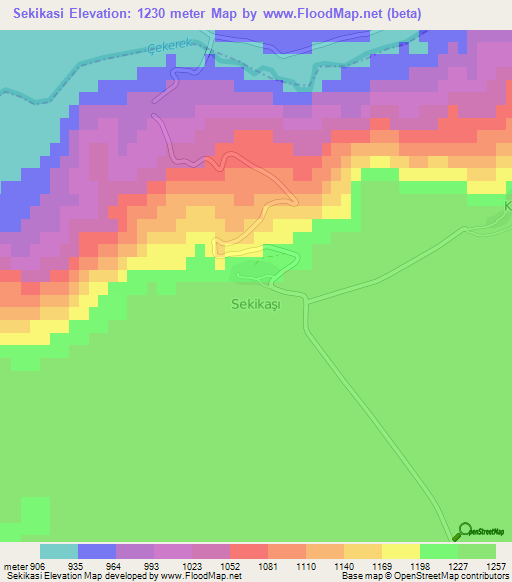 Sekikasi,Turkey Elevation Map