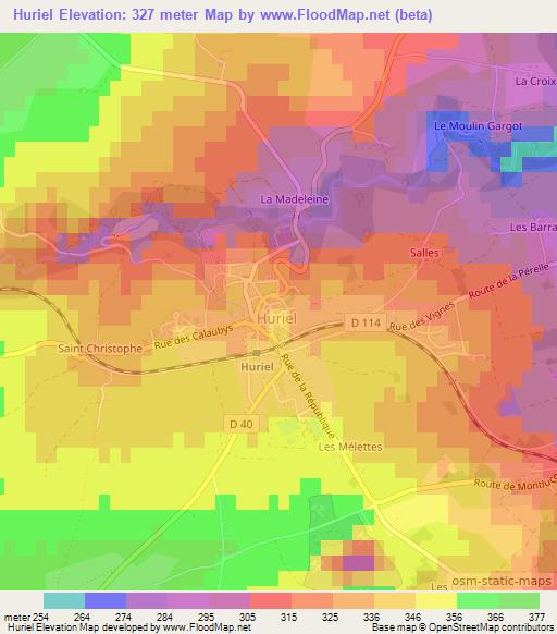 Huriel,France Elevation Map