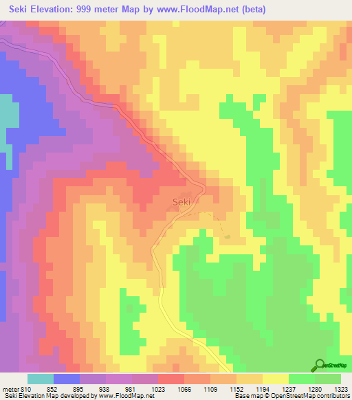 Seki,Turkey Elevation Map