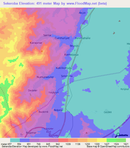 Sekeroba,Turkey Elevation Map