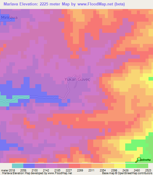 Marlava,Turkey Elevation Map