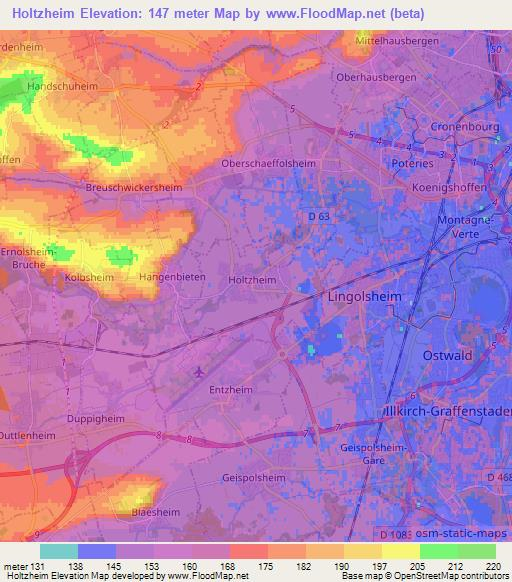 Holtzheim,France Elevation Map