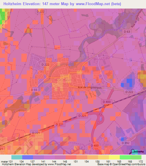 Holtzheim,France Elevation Map