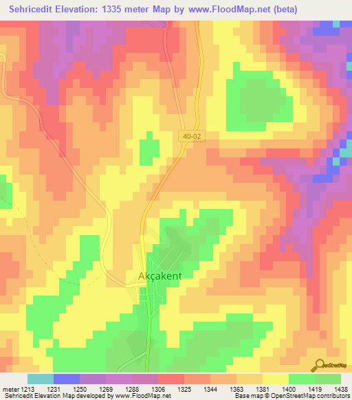 Sehricedit,Turkey Elevation Map