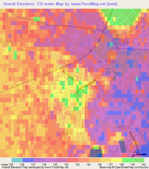 Hoerdt,France Elevation Map