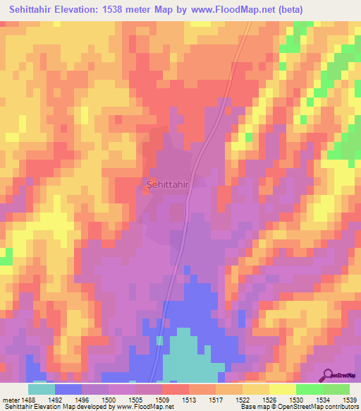 Sehittahir,Turkey Elevation Map