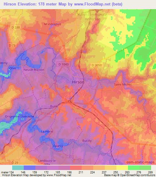 Hirson,France Elevation Map