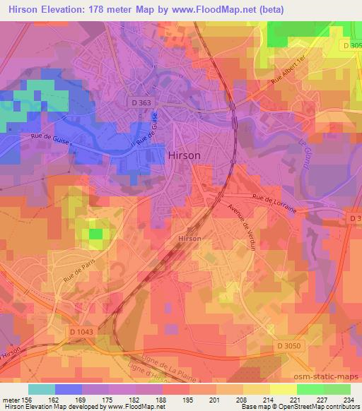 Hirson,France Elevation Map