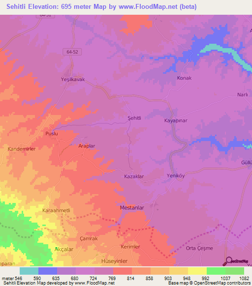 Sehitli,Turkey Elevation Map