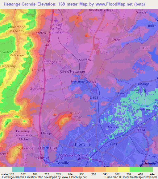 Hettange-Grande,France Elevation Map