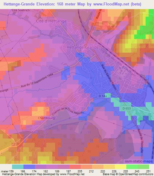 Hettange-Grande,France Elevation Map