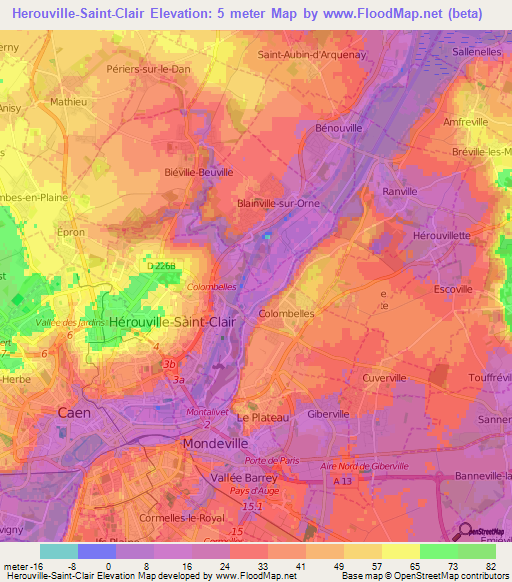 Herouville-Saint-Clair,France Elevation Map