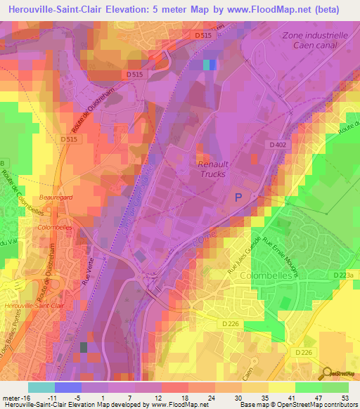 Herouville-Saint-Clair,France Elevation Map