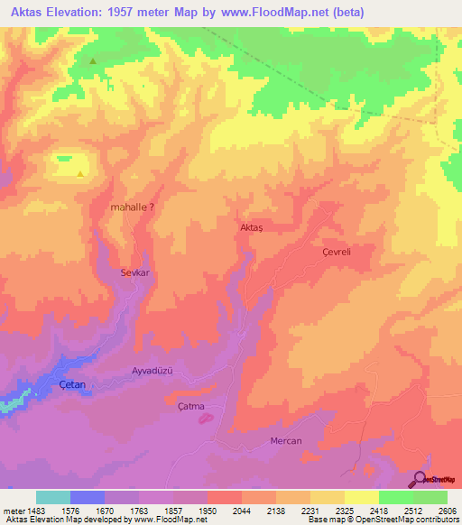 Aktas,Turkey Elevation Map