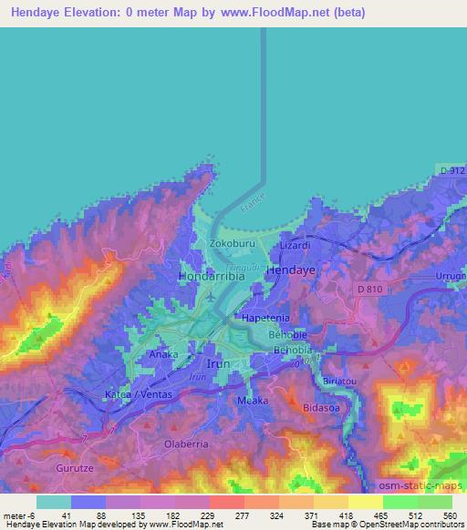 Hendaye,France Elevation Map