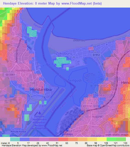 Hendaye,France Elevation Map