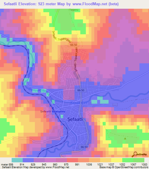 Sefaatli,Turkey Elevation Map