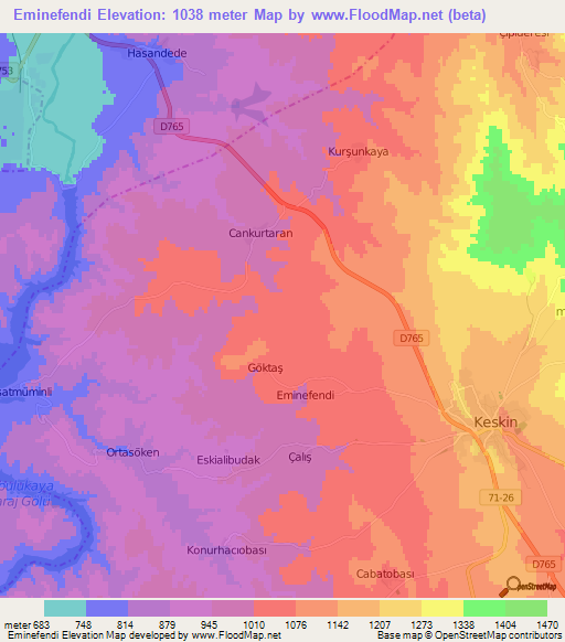 Eminefendi,Turkey Elevation Map