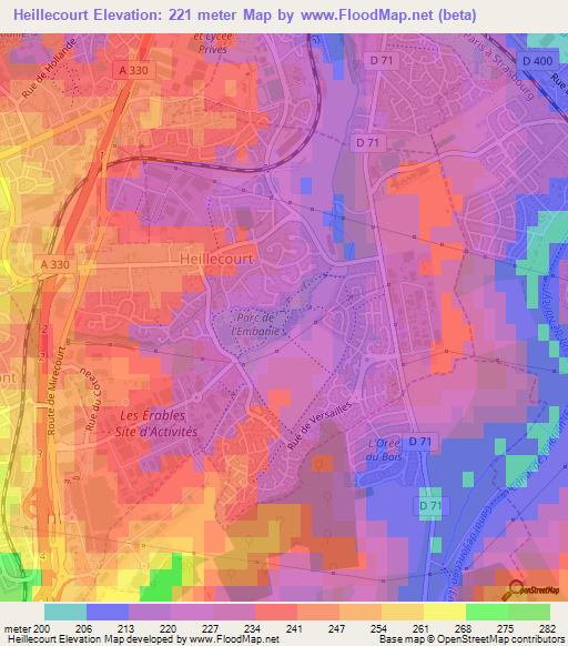 Heillecourt,France Elevation Map