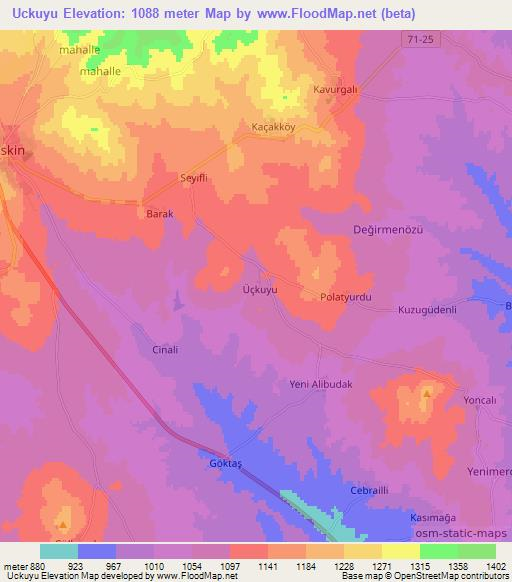 Uckuyu,Turkey Elevation Map