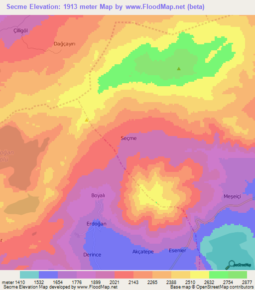 Secme,Turkey Elevation Map