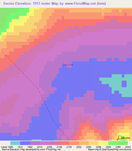 Secme,Turkey Elevation Map