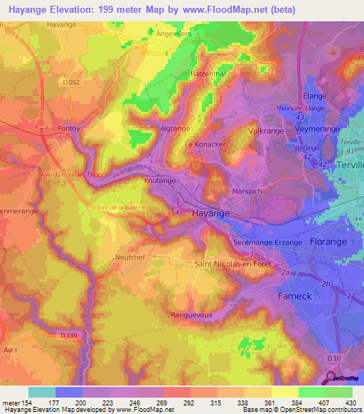 Hayange,France Elevation Map