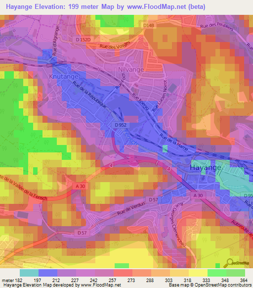 Hayange,France Elevation Map