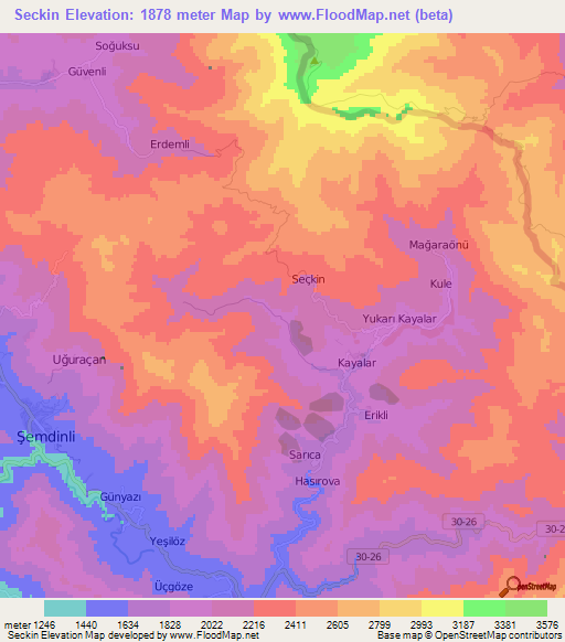 Seckin,Turkey Elevation Map