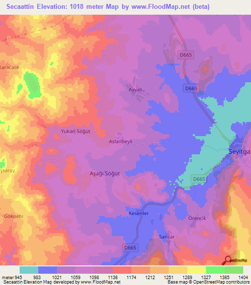 Secaattin,Turkey Elevation Map