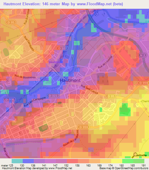 Hautmont,France Elevation Map