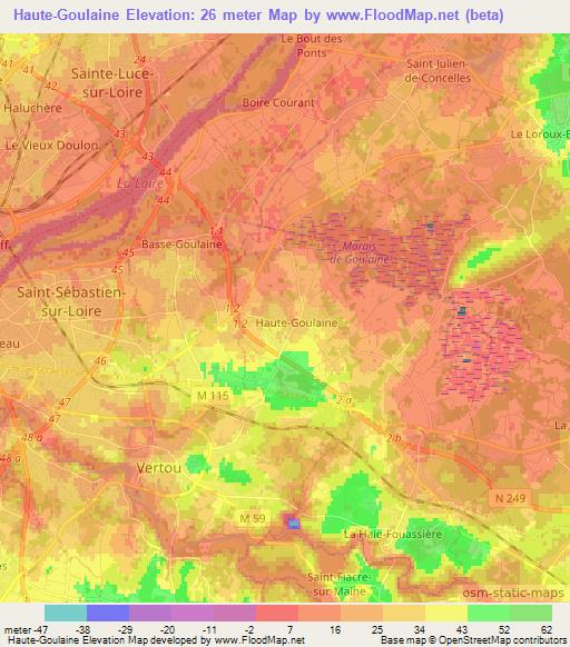 Haute-Goulaine,France Elevation Map