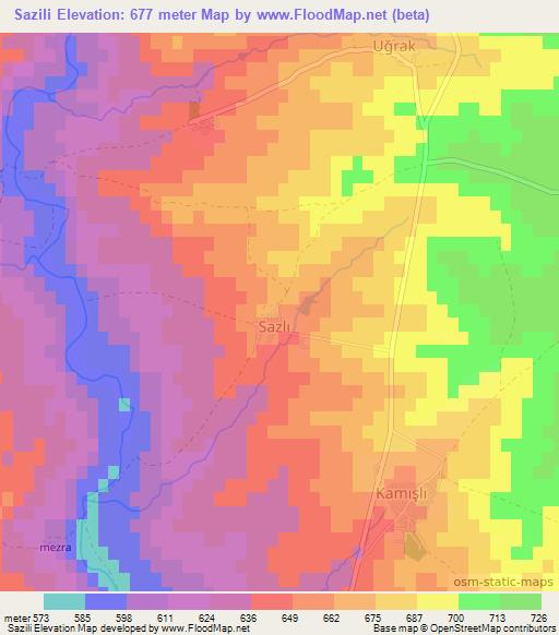 Sazili,Turkey Elevation Map