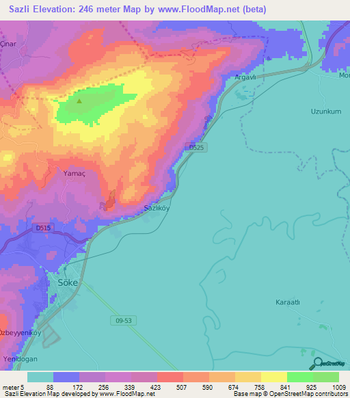 Sazli,Turkey Elevation Map