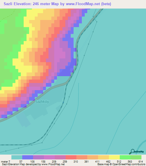 Sazli,Turkey Elevation Map