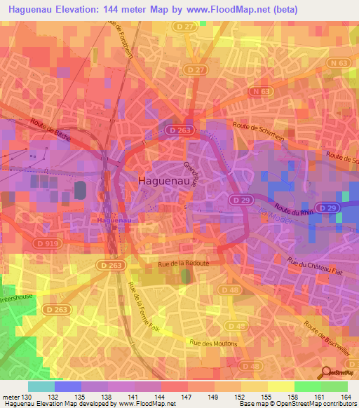 Haguenau,France Elevation Map