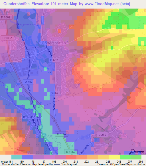 Gundershoffen,France Elevation Map