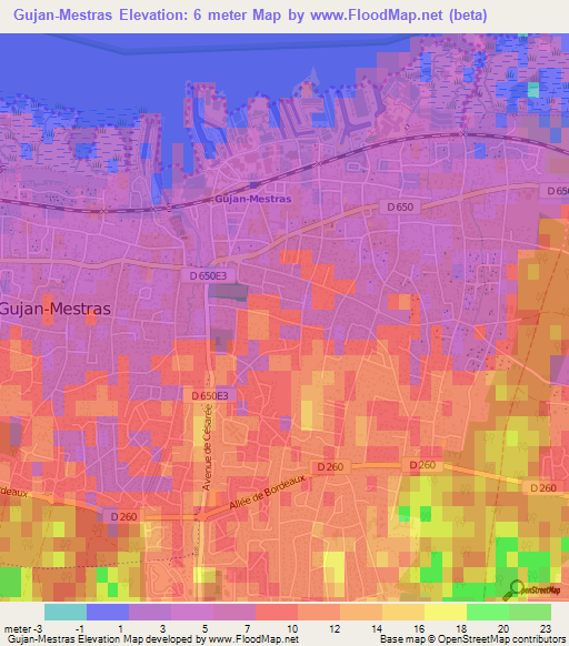 Gujan-Mestras,France Elevation Map