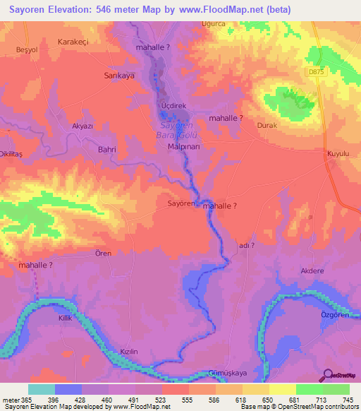 Sayoren,Turkey Elevation Map