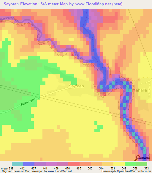 Sayoren,Turkey Elevation Map