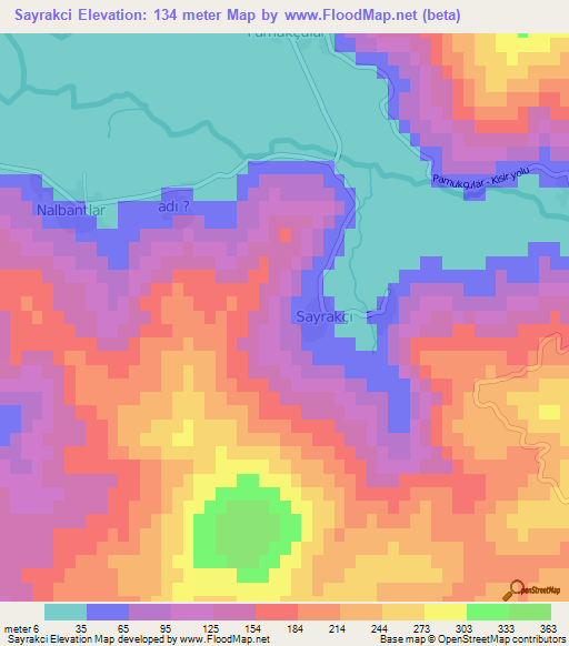 Sayrakci,Turkey Elevation Map