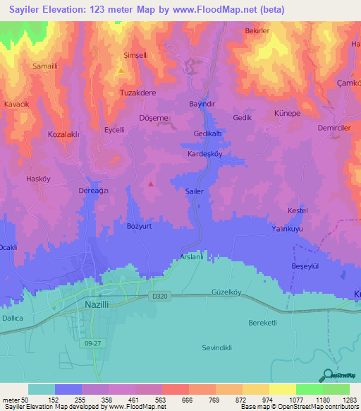 Sayiler,Turkey Elevation Map