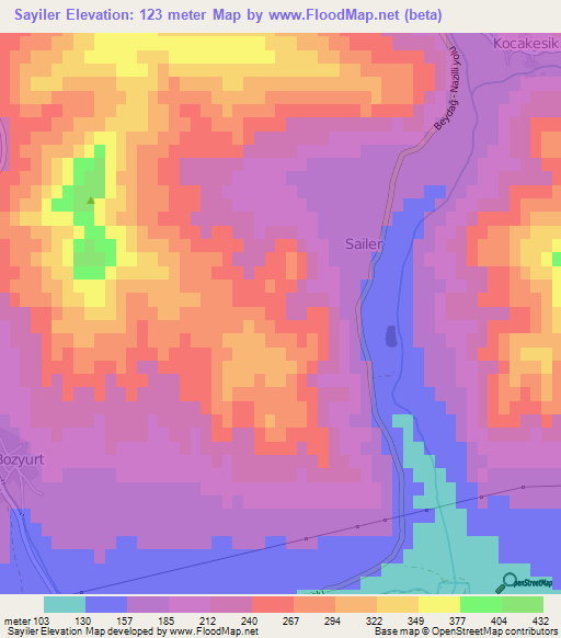 Sayiler,Turkey Elevation Map