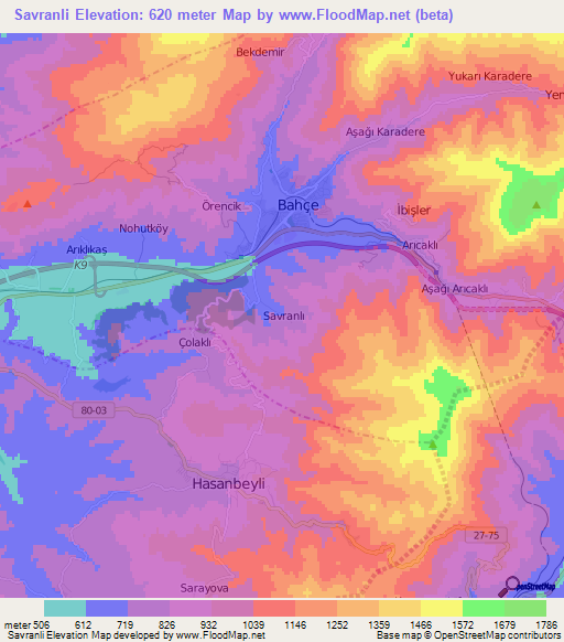 Savranli,Turkey Elevation Map