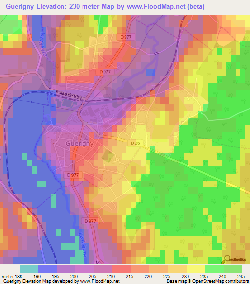 Guerigny,France Elevation Map